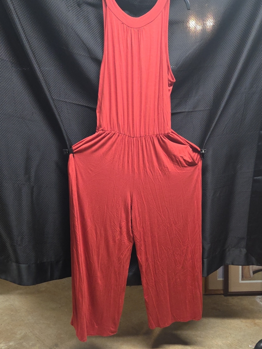 Vintage Mai Soli Sleeveless Wide-Leg Jumpsuit in Terracotta Red